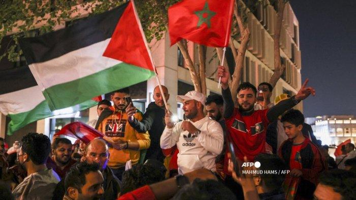 Jalur Gaza Hingga Afrika Sambut Kemenangan Maroko, Bendera Palestina Berkibar Dimana-mana