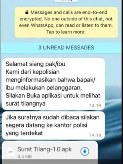 Hati-hati! Modus Baru Penipuan Surat Tilang Apk Lewat WA yang Kuras Rekening